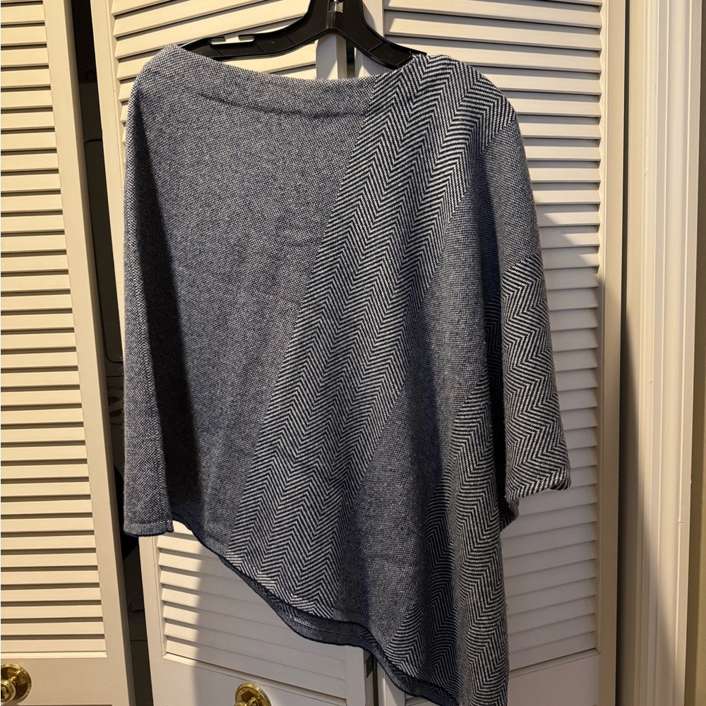 J. McLaughlin Blue Asymmetrical Knit Poncho